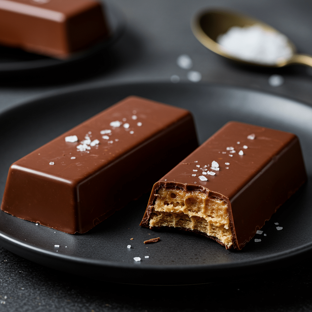 Served Cottage Cheese Chocolate Bar with a bite taken out.