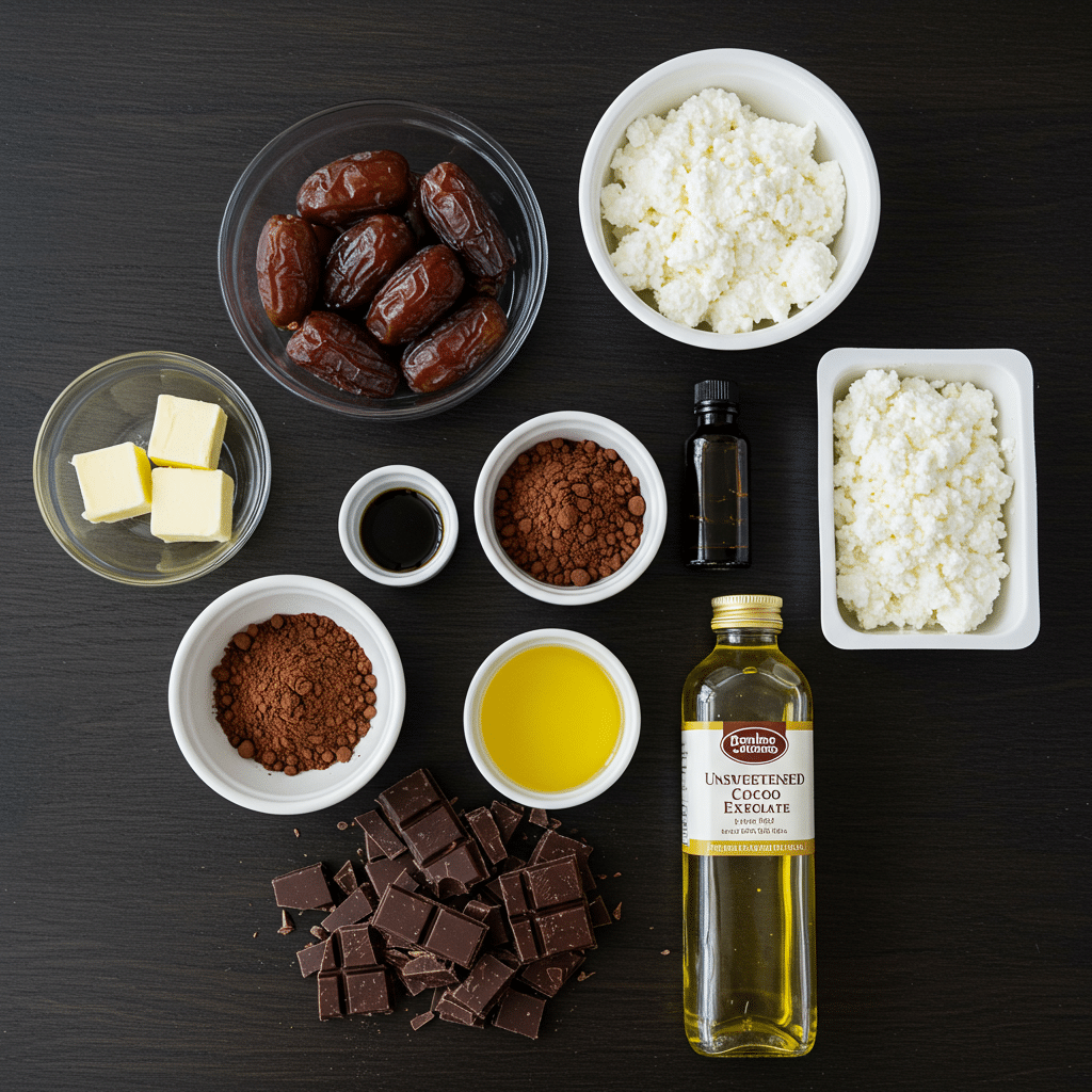 Ingredients for making Cottage Cheese Chocolate Bar.