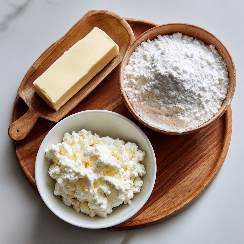 3-ingredient setup for Cottage Cheese Crescent Rolls.