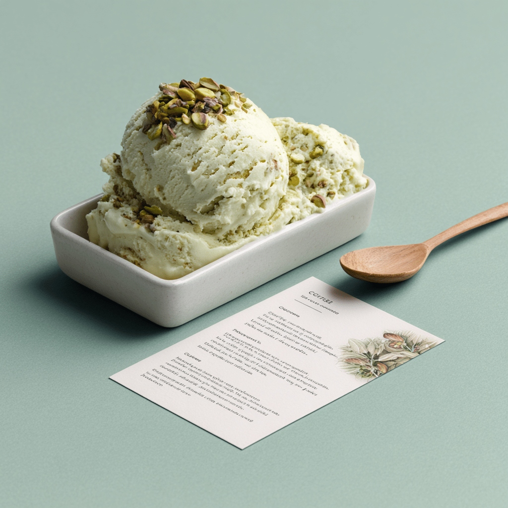 Cottage Cheese Pistachio Ice Cream Recipe Card