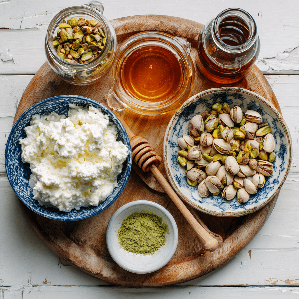 Ingredients for Cottage Cheese Pistachio Ice Cream