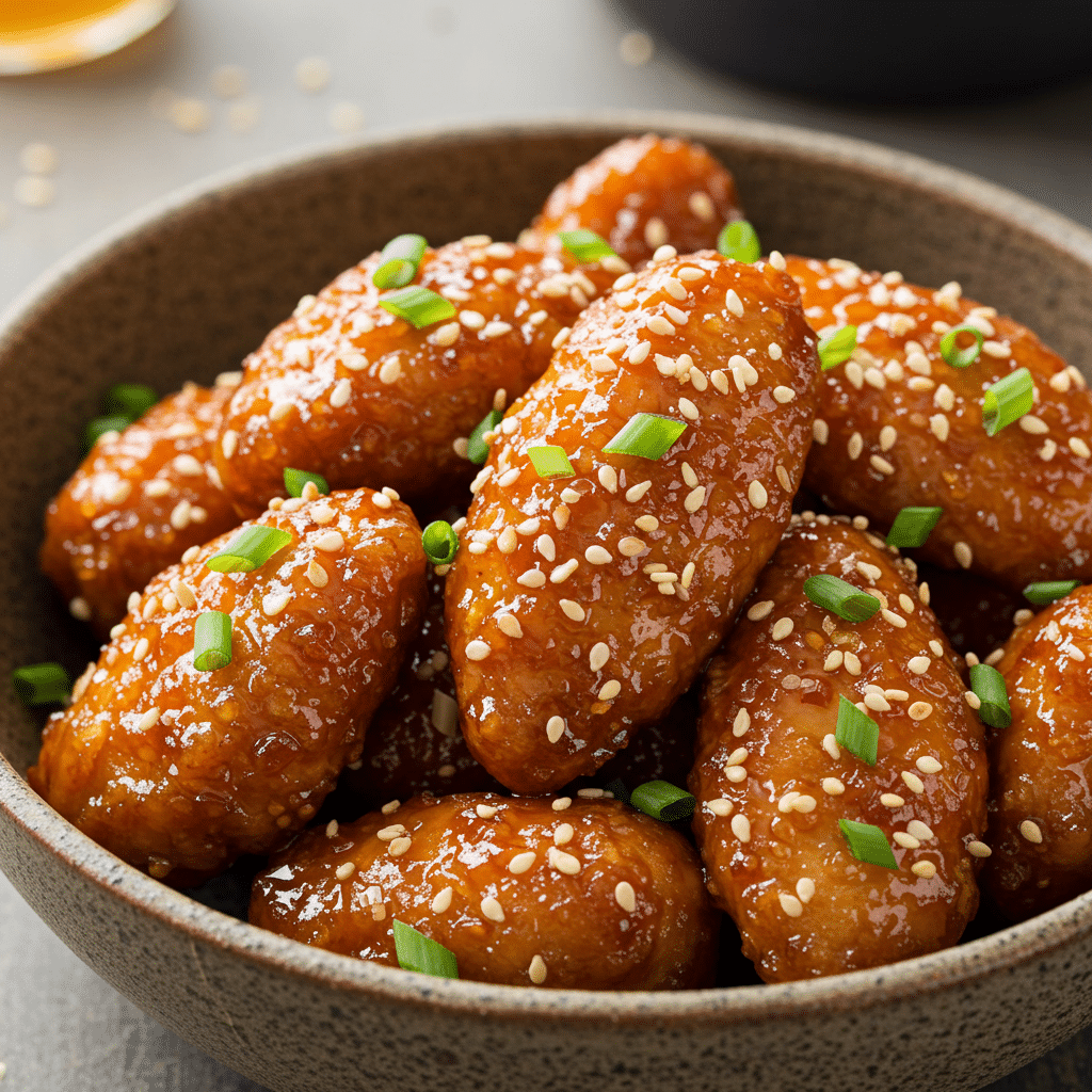 Sticky and sweet Crispy Sweet Chili Chicken in a serving bowl.